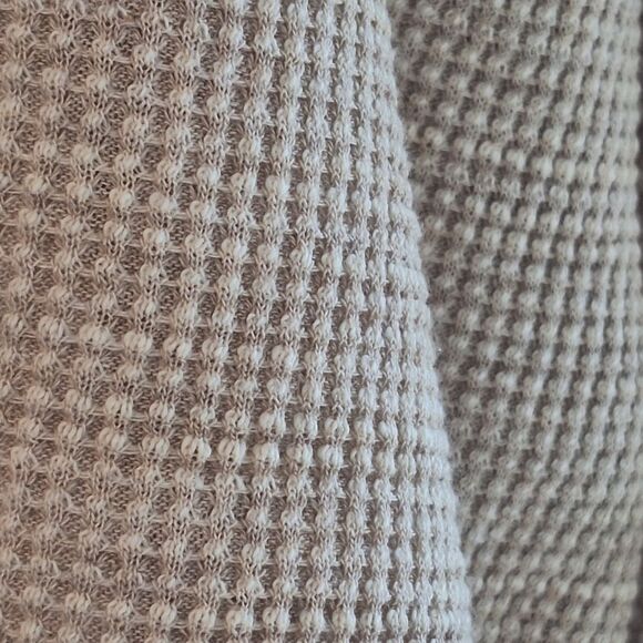 FREE PEOPLE STORYTELLER USA Made Waffle Knit Split Back TEE Swing Top OVERSIZE S - Picture 4 of 13